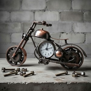 Модель мотоцикла с часами bronz металл